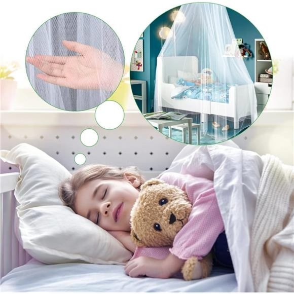 Mosquito Net Bed Canopy for Girls,King CanopyBed Curtains QueenSize from Ceiling - Picture 7 of 8